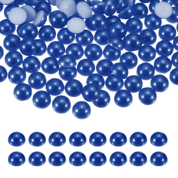 1000Pcs Half Pearl, 6mm Plastic Half Flatback Imitation Pearls Cabochon for DIY Crafts Clothing (Dark Blue)