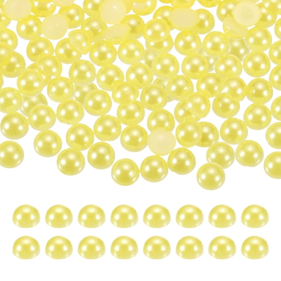 1000Pcs Half Pearl, 6mm Plastic Half Flatback Imitation Pearls Cabochon for DIY Crafts Clothing (Yellow)