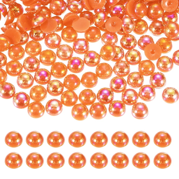 1000Pcs Half Pearl, 8mm Plastic Half Flatback Imitation Pearls Cabochon for DIY Crafts Clothing (Gold AB)