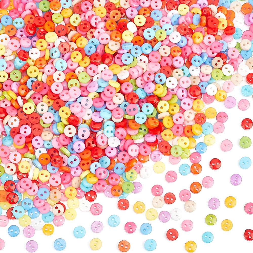 1000Pcs Multi Colour DIY Handcraft Buttons For Dolls Clothes Flat Round ...