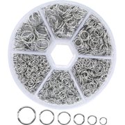 1000Pcs O Ring Connectors Metal Open Jump Rings Set Jump Rings for Jewelry Making Connectors (4mm 5mm 6mm 7mm 8mm 10mm)