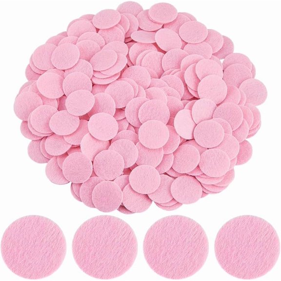1000Pcs Pink Felt Circles Mini Felt Fabric 25mm Pre Cut Non Woven Soft Flat Round Disc Shapes Universal Needlework Handcrafts Circle Pads