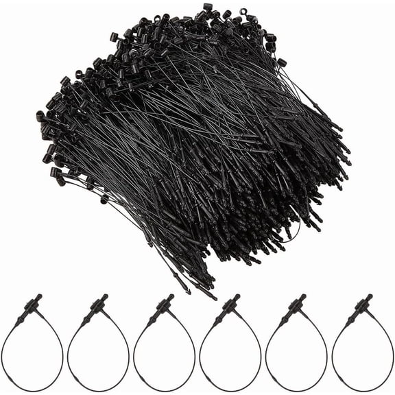 1000Pcs Plastic Price Tag Chains Fastener Hang Tag Snap Lock Pins Black 80x3.5x4.5mm