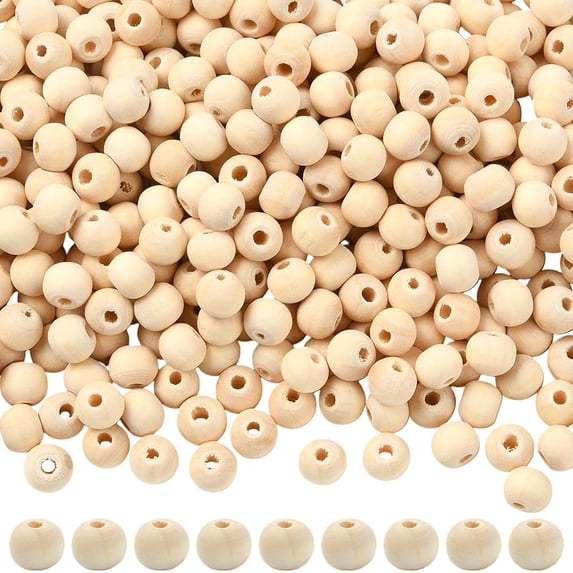 1000Pcs Raw Wood Beads 8MM Unfinished Wooden Beads Bulk Loose Natural Printable Smooth Medium Size Round Ball Spacers for Jewelry Making Findings DIY Crafts Bracelets Necklace Beginner Decor Beige