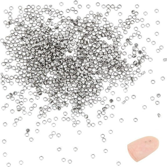 1000Pcs Round Crimp Beads 1.5mm Stainless Steel Spacer Beads 0.8mm Hole Tiny Metal Crimp Bead DIY Bracelet Bead