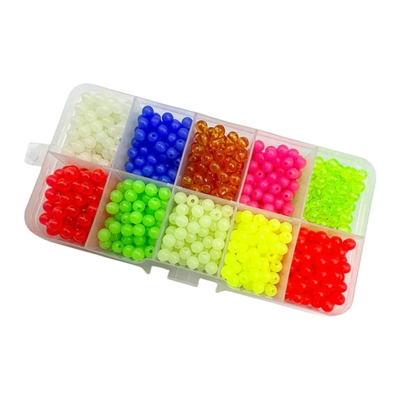 1000Pcs Round Fishing Rigs Beads Replacement Luminously Plastic Fishing ...
