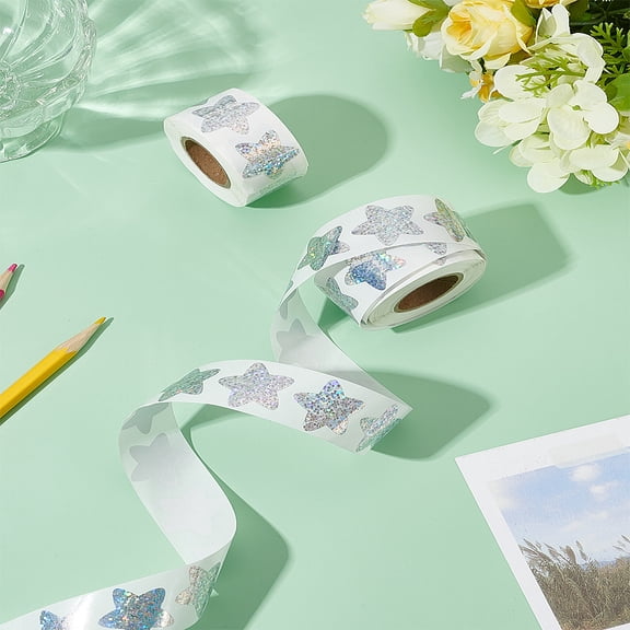 1000Pcs Self-Adhesive Paper Star Stickers White Gift Tag Decorative Stickers Teacher Reward Supplies for Refrigerator Helmet Mobile Phone Shell