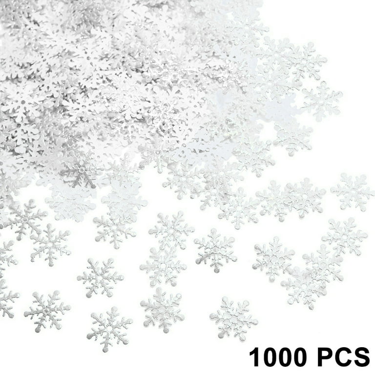 Geosar 21.2 oz Christmas Artificial Snow and 1.8 oz Iridescent Snowflakes  Confetti Glitter Instant Snow Fake Snow PVC Snowflake Decorations for
