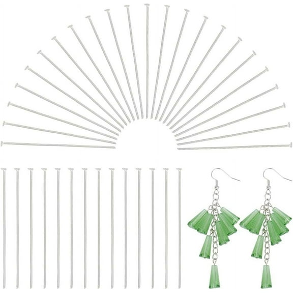 1000Pcs Stainless Steel Flat Head Pins 30mm Straight Head Pin Metal Eye Pins Findings End Headpins Findings for Craft Jewelry Making gray