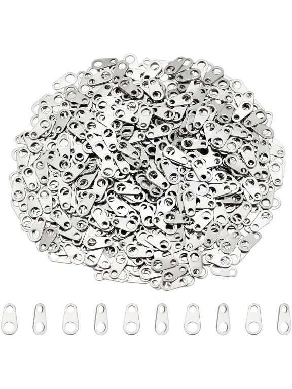 1000Pcs Surgical Stainless Steel Oval Jewelry End Chain Tabs 6x3mm - Metal Necklace Bracelet Connectors for DIY