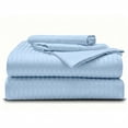 thumbnail image 1 of 1000TC Egyptian Cotton 4-Piece Striped Sheet Set, 15" Deep Pockets - RV Camper King, Sky Blue Stripe, 1 of 7