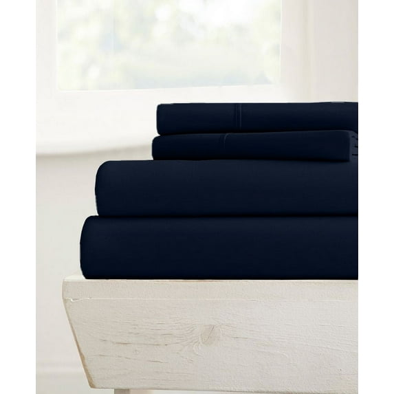1000TC Short Queen Size 4PC Sheet Set - Premium 1000-Thread-Count 100% Egyptian Cotton, Fit Upto 26 inches Extra Deep Pockets Mattress - Navy Blue