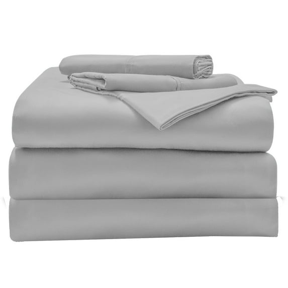 1000TC Split King Size 5-Piece Sheet Set Giza Cotton - Premium 1000-Thread-Count 100% Egyptian Cotton, Fit Upto 26 inches Extra Deep Pockets Mattress - Light Grey