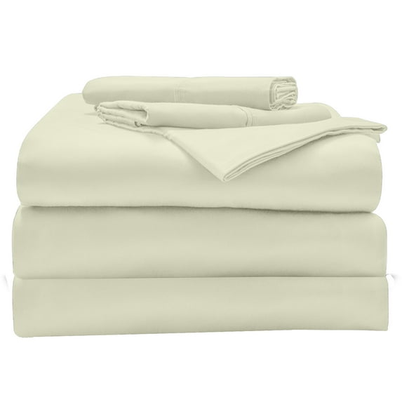 1000TC Split King Size 5-Piece Sheet Set Giza Cotton - Premium 1000-Thread-Count 100% Egyptian Cotton, Fit Upto 28 inches Extra Deep Pockets Mattress - Ivory