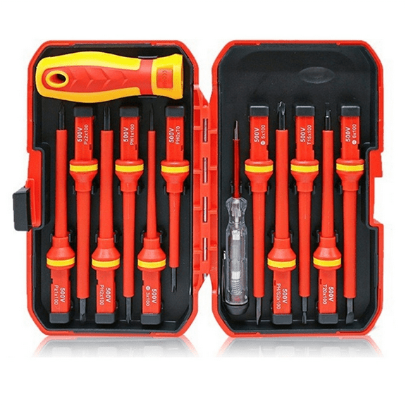 1000V VDE Insulated Screwdriver Set Magnetic Slotted Bits for Electrical Repair Professional 13PCS Set,1 * Insulated Screwdriver Set,As Shown