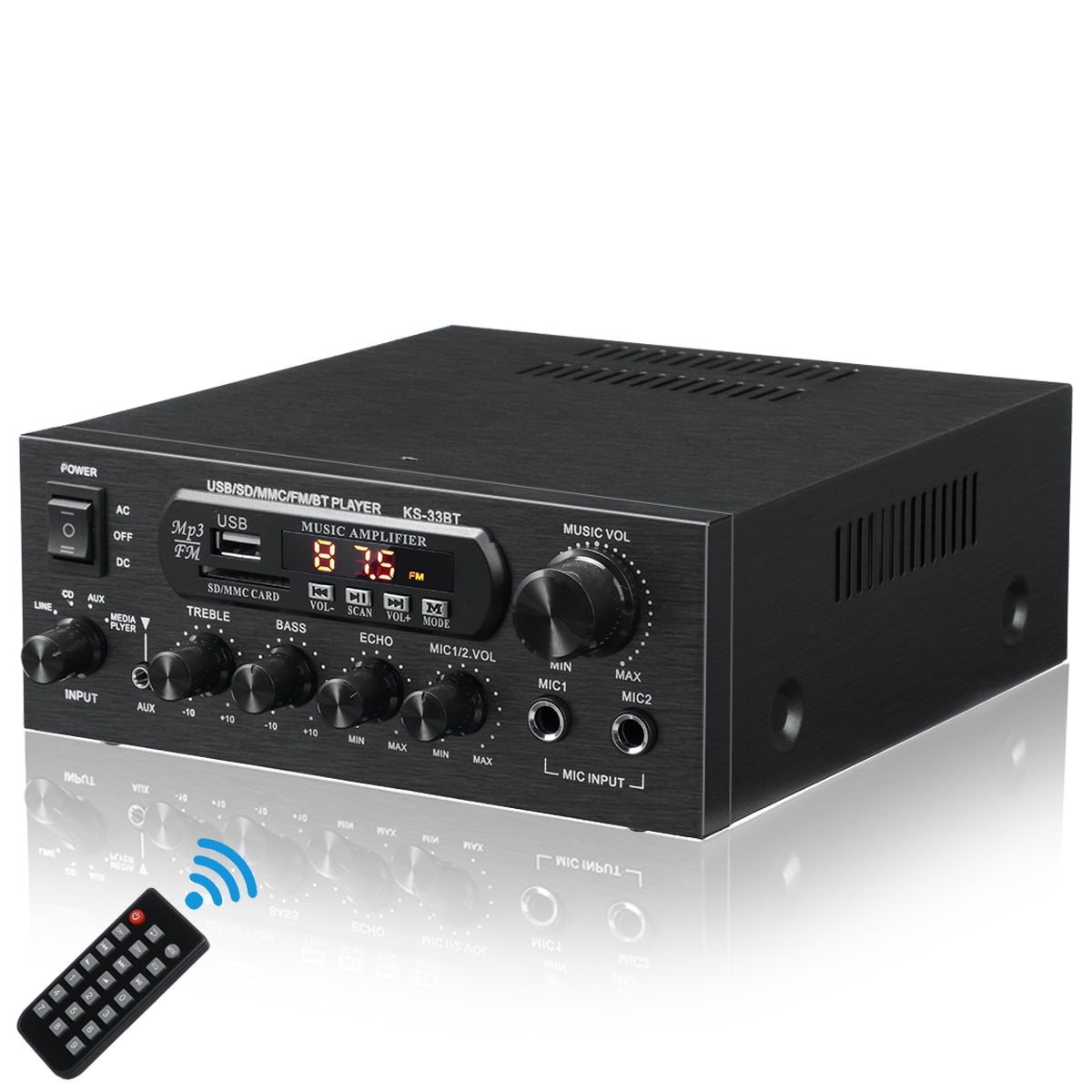 Ampli Amplificateur de voiture audio, support Bluetooth / MP3 / USB / FM /  carte SD avec télécommande, prise US