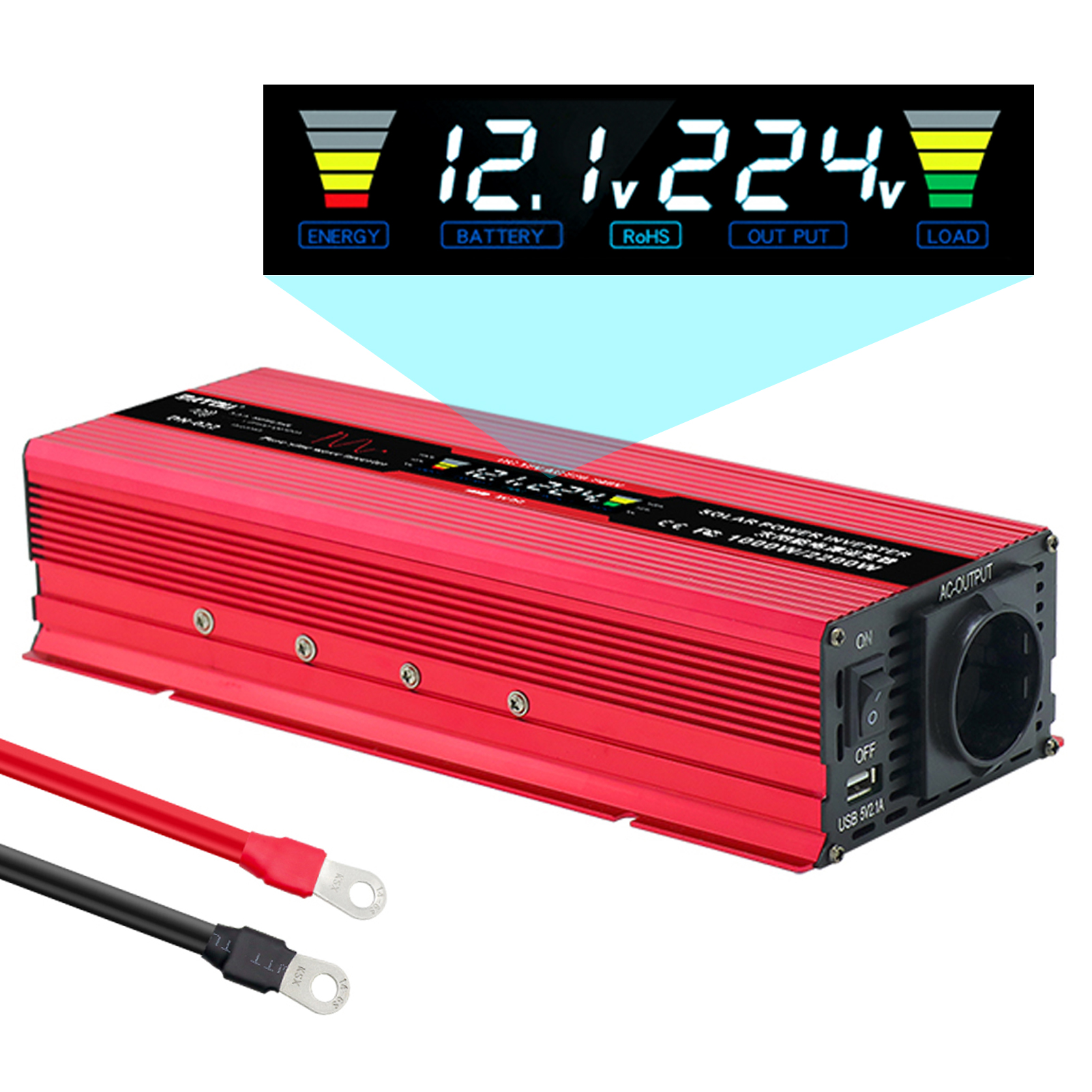 1000W /2000W Pure Sine Wave Inverter 12V DC to 110V/220 AC Car Power