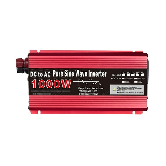 1000W 3000W Pure Sine Wave Inverter PV 12V to DC to AC Portable Power Bank Converter Car Solar Inverter