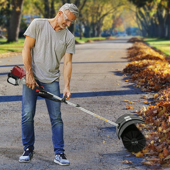 1000W 4-Stroke Lawn Yard Sweeper Gas Power Sweeper Outdoor Handheld Power Broom