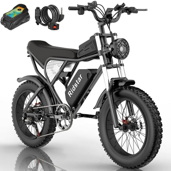 Ridstar 1500W Electric Bike for Adults, 48V 20Ah Removable Battery, 20" Fat Tire, Shimano 7-Speed, Full Suspension E-Bike, UL2849 Certified