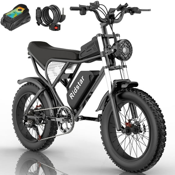 Ridstar 1500W Electric Bike for Adults, 48V 20Ah Removable Battery, 20" Fat Tire, Shimano 7-Speed, Full Suspension E-Bike, UL2849 Certified