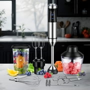 1000W 7-in-1 Immersion Blender Handheld - 20 Speed with Turbo Mode, Titanium Scratch-Resistant Blades, Includes Dough Hooks, Egg Beaters, Whisk, 800ml Beaker & 600ml Chopper, BPA-Free