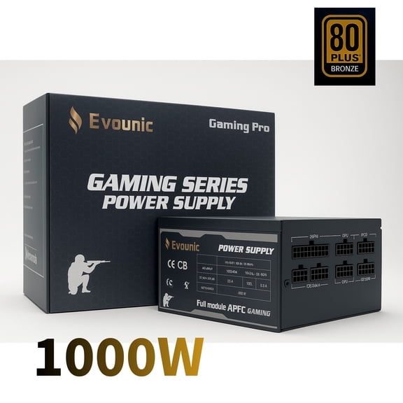 1000W 80+ Bronze Certified ATX Power Supply – Full Modular PSU, Active PFC, Dual/Quad Core Support, SLI/Crossfire Ready – Gaming/Desktop Compatible