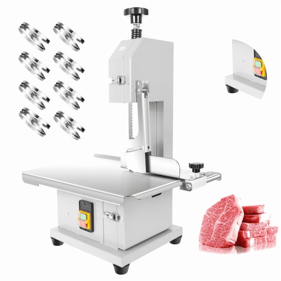 Meat cutter bandsaw Machine, Quiet Operation, Adjustable Thickness, Safety Pusher, Meat Bandsaw, Butcher Shops, Deli Shops, Home Kitchens (1000W)