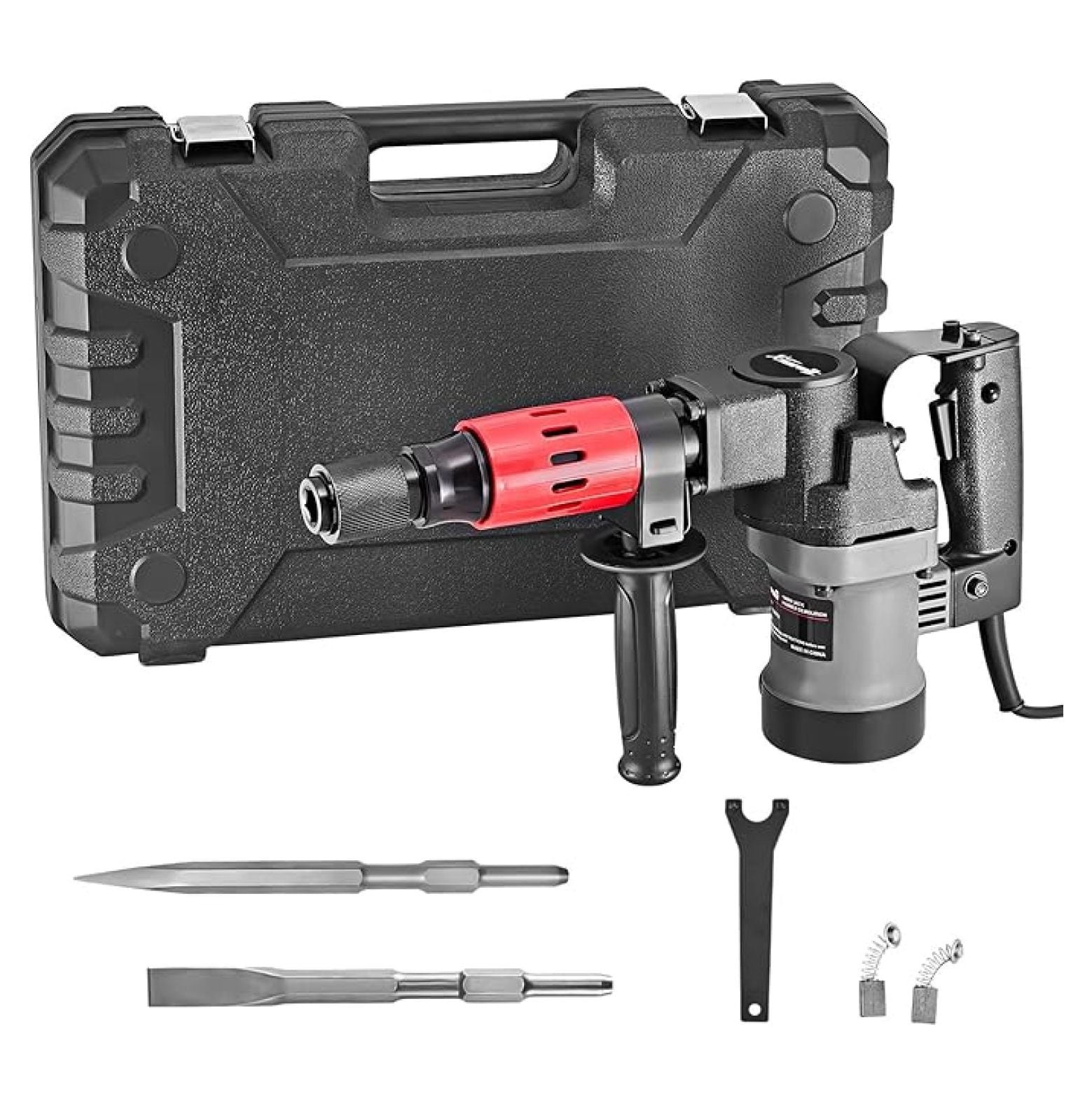 1000W Demolition Electric Hammer Jack Hammer Concrete Breaker Flat and Point Chisel Bits with Case