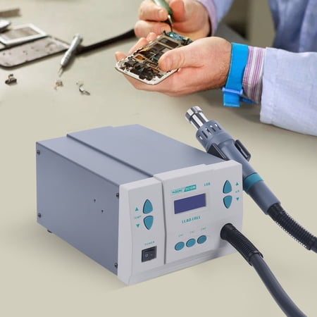 1000W Digital Display Hot Air Gun with Turbo Fan, Adjustable Temperature & Air Volume, Includes 3 Nozzles and Magnetic Dormancy Bracket