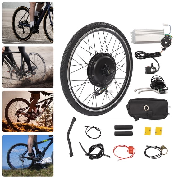 26" Rear Wheel Electric Bike Conversion Kit, 48V 1000W Hub Motor with LCD Throttle, PAS, Controller Bag, 53km/h Max Speed, E-Bike Upgrade Kit