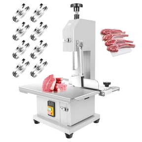 1000W Electric Bone Saw Machine Commercial Electric Meat Bandsaw for Butchering, 0.04-3.9 Inch Cutting Thickness, Electric Meat Bone Saw Machine for Cutting Rib, Frozen Meat