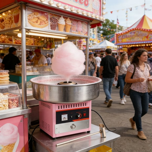 1000W Electric Commercial Candy Floss Maker, Electric Cotton Candy Machine, Commercial Cotton Candy Machine, Commercial Floss Maker with Stainless-Steel Pan for Kids Party, Outdoor Gathering