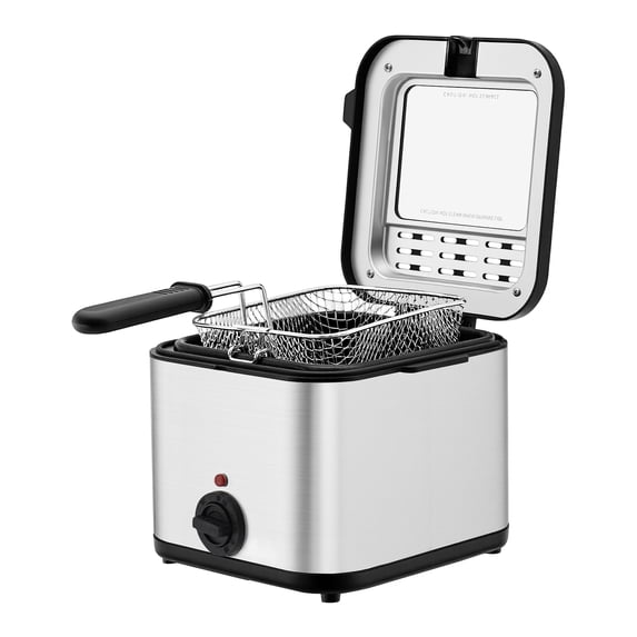 Electric Deep Fryer, 1000W, 2.5L Stainless Steel Countertop Fryer, Adjustable Temperature, Overheat Protection, Non-Stick Tank for Home Kitchen Party