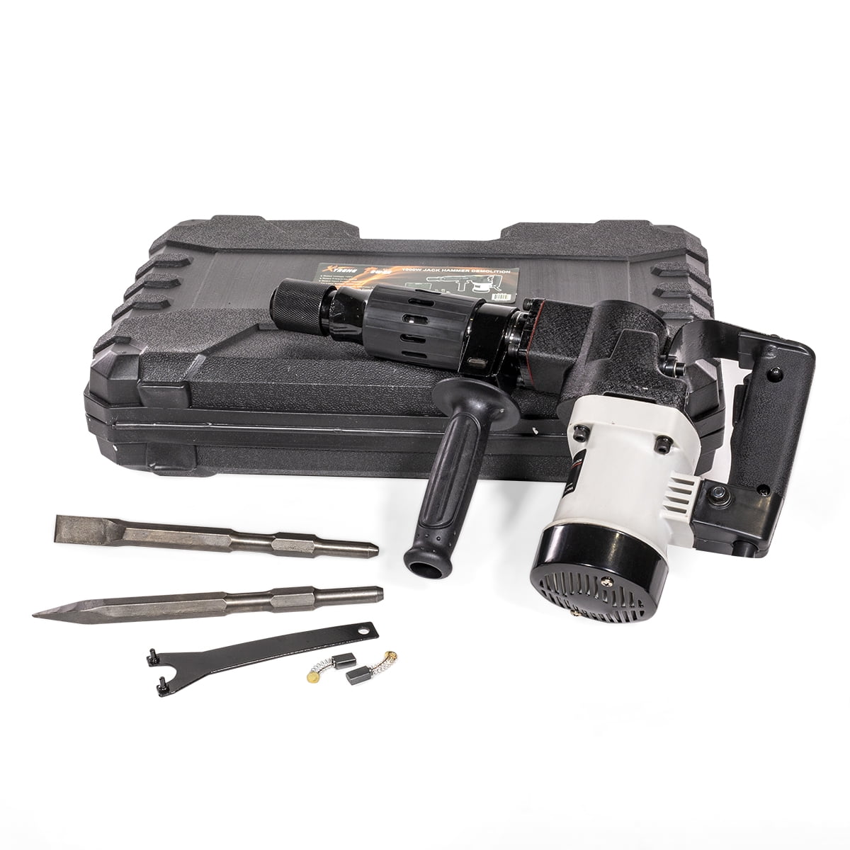 1000W Electric Demolition Hammer Jack Hammer Concrete Breaker Include Flat Point Chisel Bits Carrying Case