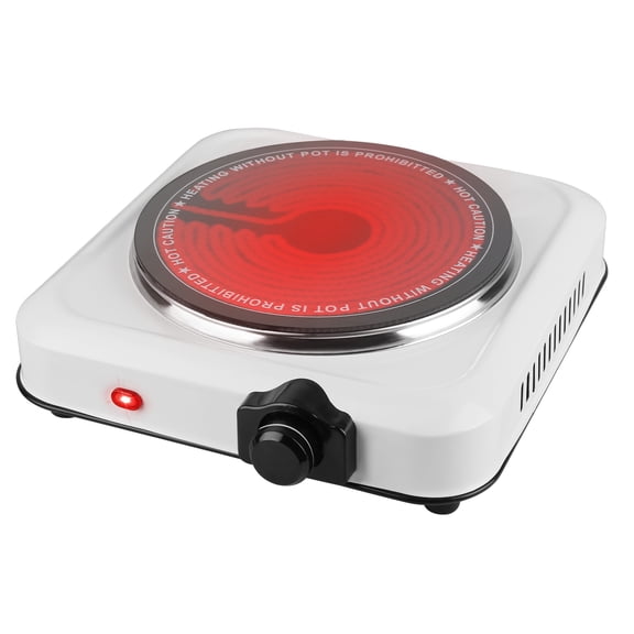 1000W Electric Infrared Single Burner Portable Heating Hot Plate Stove Countertop RV Hotplate with 7.5 Glass Cooktop Stepless Temperature Adjustments