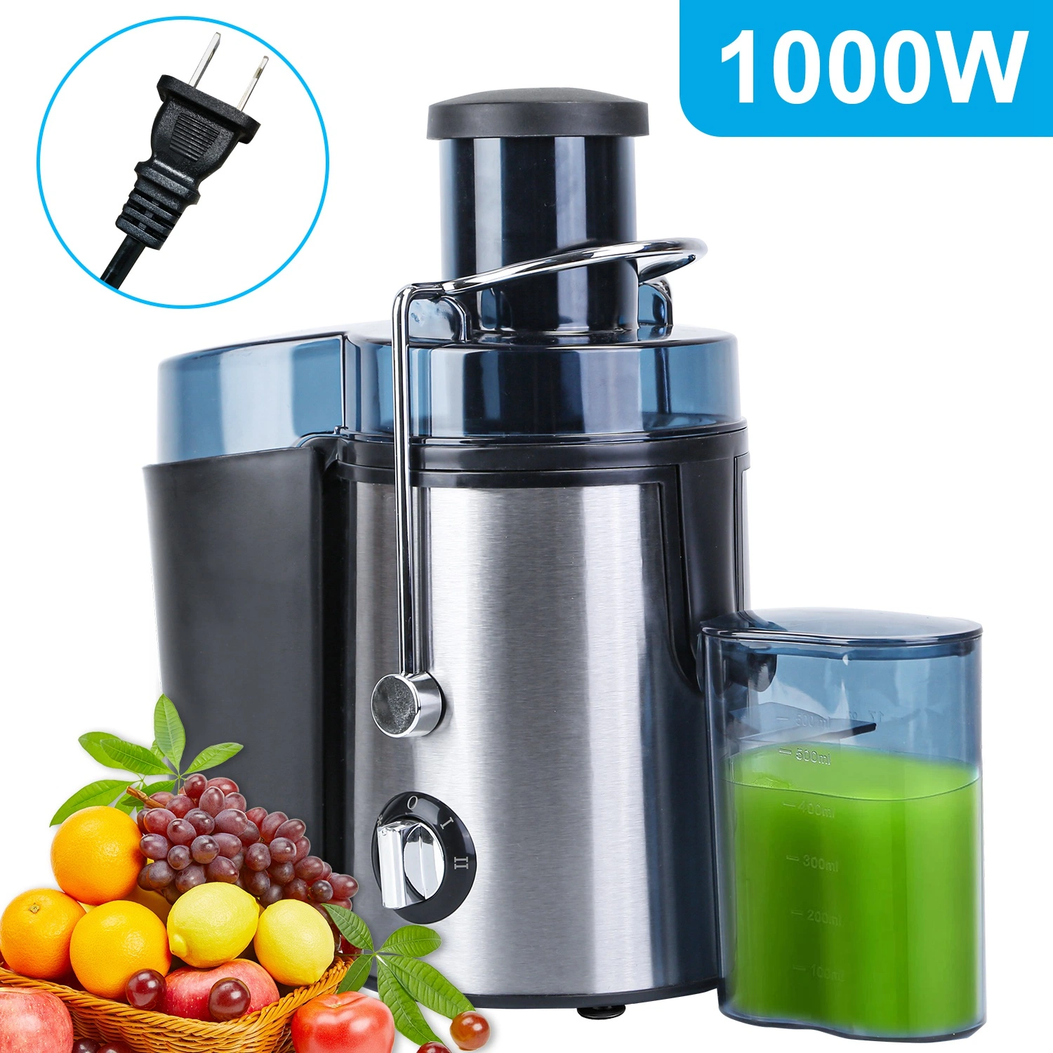 1000W Electric Juicer with 2 Speed Settings,3.6in Wide Feed Chute,17oz ...