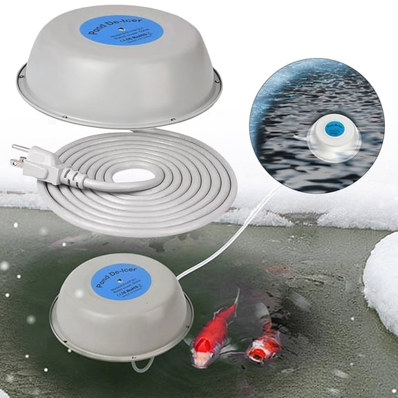 1000W Floating Pond Heater Thermostatic Outdoor Fish Pond De Icer With Auto Heating & Shut Off Function Aluminum Tank Water Heater Deicer With 10Ft Power Cor