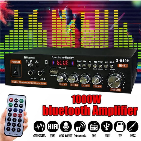 1000W G919H Home Power Amplifier HIFI Bluetooth 5.0 Audio Audio Amplificador Subwoofer Speakers USB Amplifier-US Plug