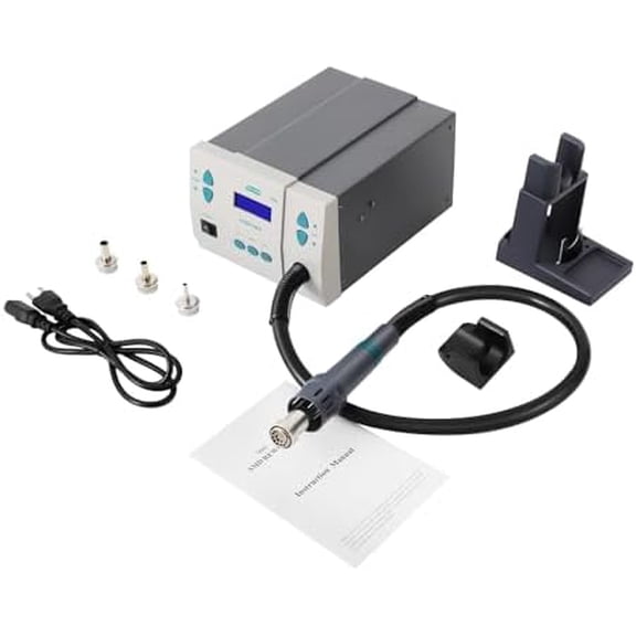 1000W Hot Air Rework Station with Digital Display, Hot Air Soldering Station with 3 Nozzles, Adjustable Temp (212-932F), Password Lock, Heat Gun for PCB/SMD/BGA Repair & Soldering