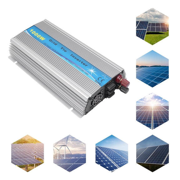 1000W Micro Inverter Grid Tie Solar Inverter, MPPT Pure Sine Wave, DC10.8-32V to AC110V, Automatic Identification Power Inverters for 18V Solar Panel & 24V Battery, Silver