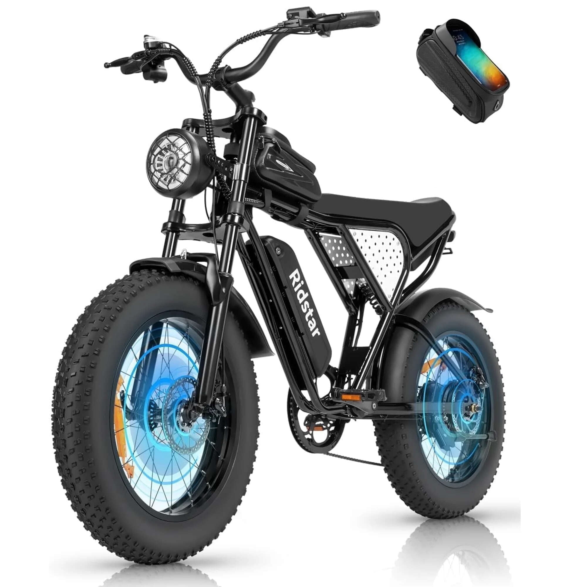 Ridstar Electric Bike for Adults,Peak 1500W 30MPH,48V 15.6Ah Electric Bicycle,Full Suspension Mountain Bike UL2849