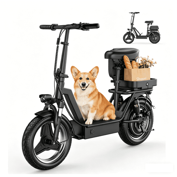 1000W Peak Motor Electric Scooter for Adults, 25MPH Top Speed, 35 Miles Max Range, 48V 15Ah Battery, E Scooter with Seat, Dual Suspension, 14" Foldable E-Scooter with Rear Box for Cargo
