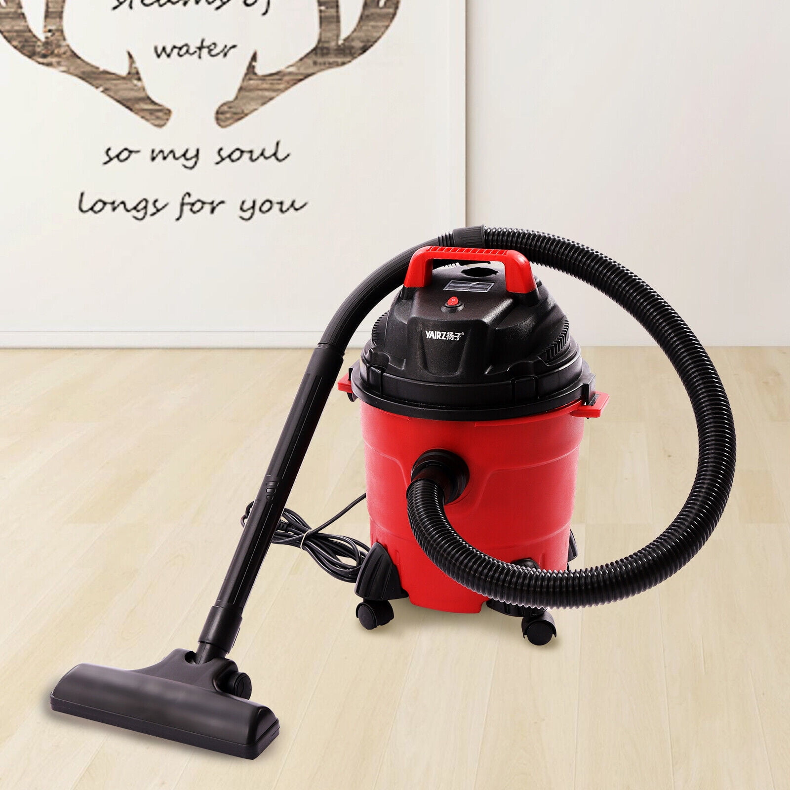 1000W Portable Wet/Dry Vacuum Cleaner 12*12*18in Capacity 15L with Attachments for Home, Garage, Workshop