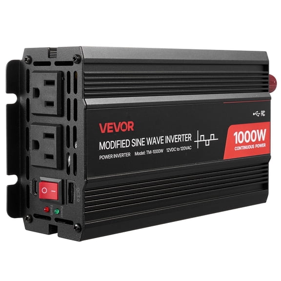 1000W Power Inverter, 12V DC to 120V AC Modified Sine Wave Car Charger Converter