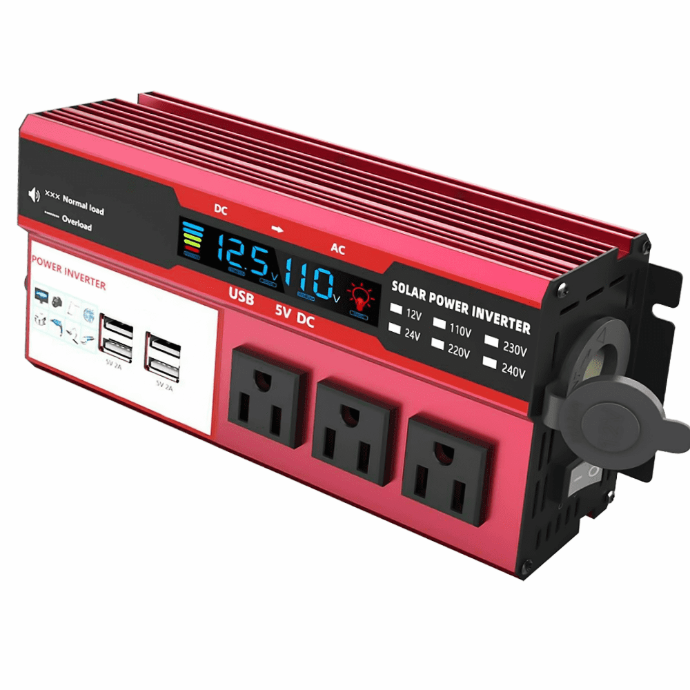 1000W Power Inverter Car Converter Adapter with LCD Display, 500W DC 12V to  AC 110V Pure Sine Wave Solar Converter by DFITO 