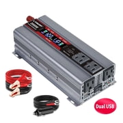 1000W 2000W Modified Sine Wave Power Inverter DC 12V to AC 110V Car Inverter Converter with 4 AC Outlets & Dual USB Ports, LCD Display for RV, Camping, Travel, Home Backup Silver