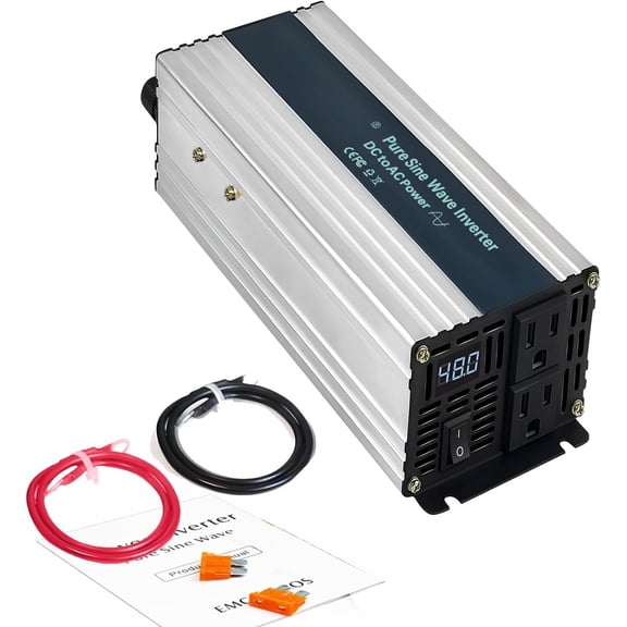 1000W Pure Sine Wave Inverter 48V DC to 110V 120V AC, Power Inverter with Dual AC Outlets,  Display,Off-Grid Portable Power Converter for , RV, , Camping
