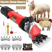 900W Sheep Shears Electric Farm Livestock Haircut with 2 Blades Professional Animal Clippers 6 Speed Heavy Duty Electric for Thick Horses Sheep Alpacas GoatsRed