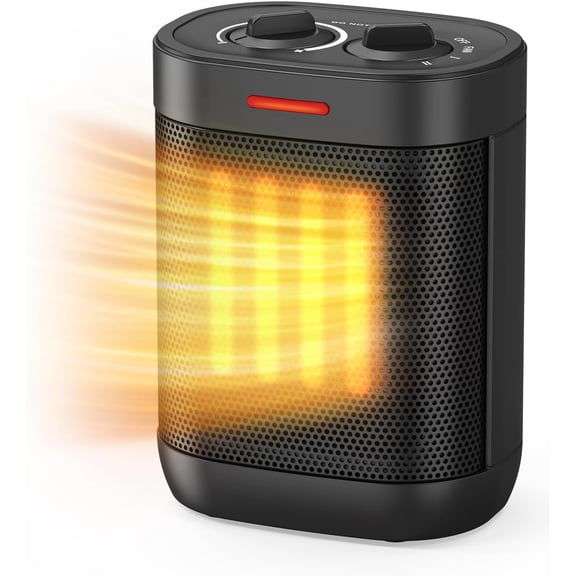 1000W Small Space Heater for Indoor Use, 2S Fast Heating, PTC Ceramic Electric Space Heater with 3 Modes, Thermostat, Overheated & Tip-Over Safety Protection, Portable Heater for Office and Bedroom